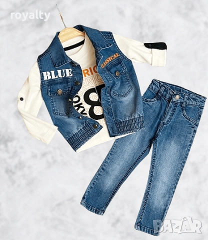 Стилен Детски Дънков Комплект от три части, снимка 2 - Детски комплекти - 52146088