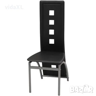 vidaXL Tрапезни столове, 4 бр, черни, изкуствена кожа(SKU:243645), снимка 2 - Столове - 48023003