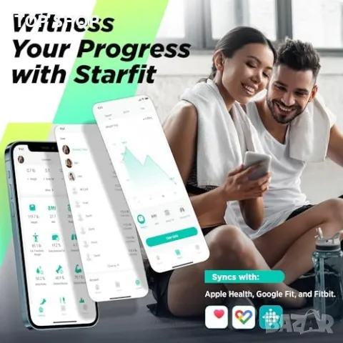 Нов смарт кантар Везни за Тяло - ИТМ, Сърдечен Ритъм, App Синхронизация, снимка 6 - Друга електроника - 49970897