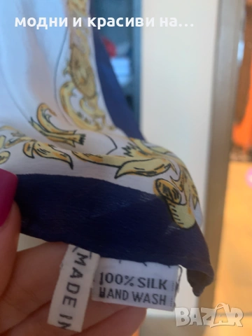 Разкошен копринен винтидж шал Parfums Creatifs Paris, снимка 6 - Шалове - 53632152