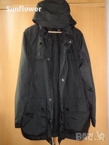 Оригинално мъжко черно дълго яке с качулка Burberry London 