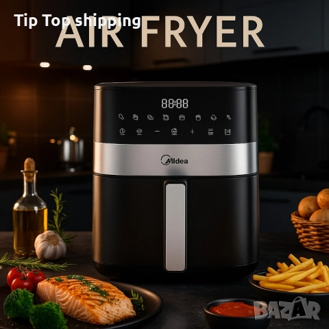 Еър фрайър Midea MF-CN65E2 - За готвене с горещ въздух, снимка 2 - Фритюрници - 51676968