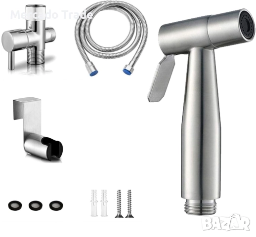 Комплект душ за интимна хигиена със смесител за биде, Стойка за монтаж на тоалетна, стена, снимка 2 - Други - 51609092