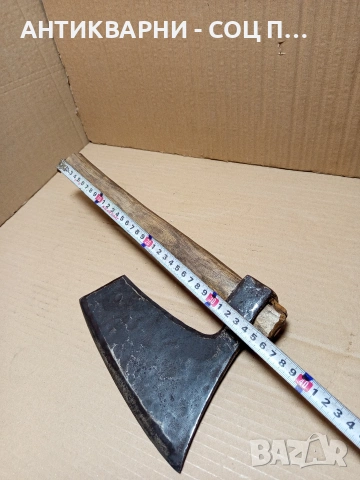 Соц Стара Ръчно Кована Дърводелска Брадва Кривица. Номер 605., снимка 10 - Антикварни и старинни предмети - 53224738