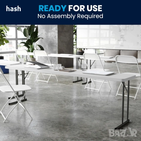 Сгъваема маса за кетъринг / Конферентна маса правоъгълна 240x45xh74cm - цял плот, снимка 8 - Работни маси и бюра - 53738961