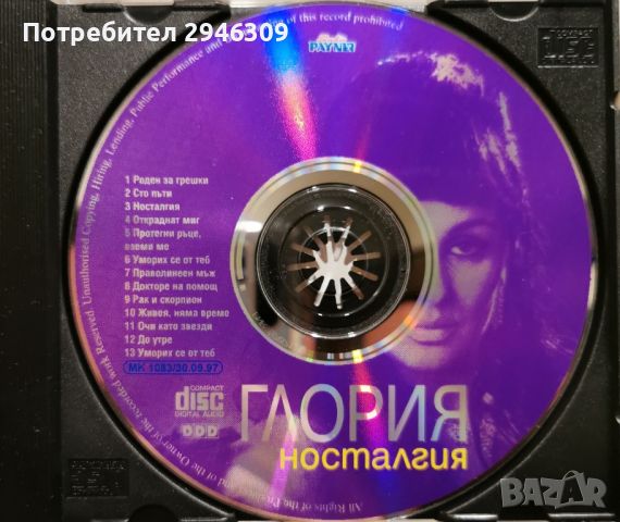 Глория - Носталгия(1997), снимка 2 - CD дискове - 45250189