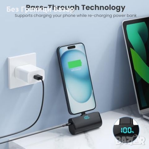 Нова USB-C батерия Feob 5200mAh с LCD дисплей за iPhone Android Банка, снимка 6 - Външни батерии - 46789525