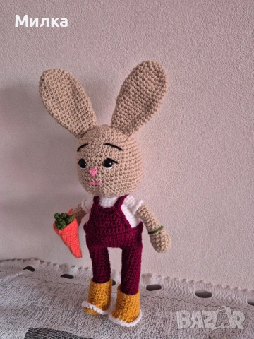 Дългоух заек с морков, снимка 5 - Плюшени играчки - 53398673