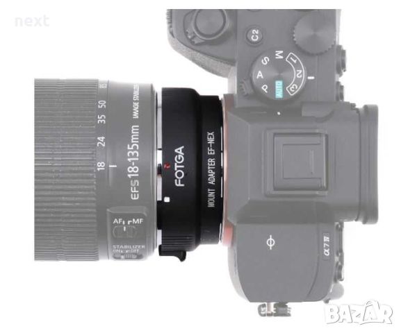 Автофокусен адаптер FOTGA Ring EF-NEX Canon Lens to Sony E mount + Гаранция, снимка 4 - Обективи и филтри - 46513221