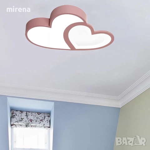 Двойна ЛЕД LED таванна лампа с форма на сърце розово дистанционно 220, снимка 5 - Лед осветление - 51546988