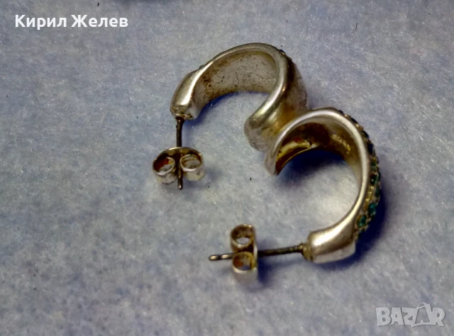 МАРКОВИ СКЪПОЦЕННИ СРЕБЪРНИ ОБЕЦИ СРЕБРО ВИСОКА ПРОБА ИНКРУСТИРАНИ с РАЗНОЦВЕТНИ СИНИ ЦИРКОНИ 31471, снимка 11 - Обеци - 50489461