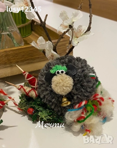 Първомартенска декорация с овчица! 🐑🍀🐝🐞🌾, снимка 3 - Декорация за дома - 53520579