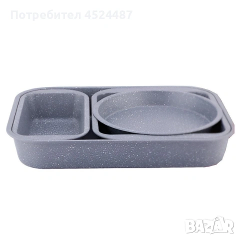 Комплект 4 тави за печене Cheffinger с мраморно незалепващо покритие , снимка 2 - Съдове за готвене - 53712798