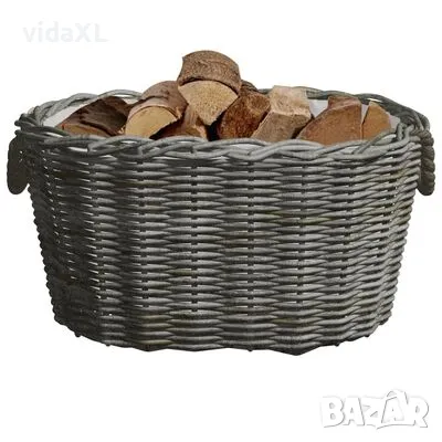 vidaXL Кошница за дърва за огрев с дръжки 59x42x28 см сива върба(SKU:286985), снимка 3 - Други - 49154376