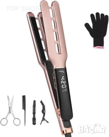 Нова преса Екстра Широк Уред за Изправяне на Коса с 10 Температурни Настройки