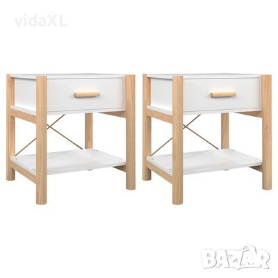 vidaXL Нощни шкафчета, 2 бр, бели, 42x38x45 см, инженерно дърво(SKU:345655, снимка 1 - Шкафове - 45942858