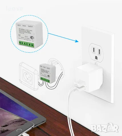 Миниатюрен Wi-Fi превключвател eWeLink.  220V, 16A.  Българско упътване, снимка 7 - Друга електроника - 47321498