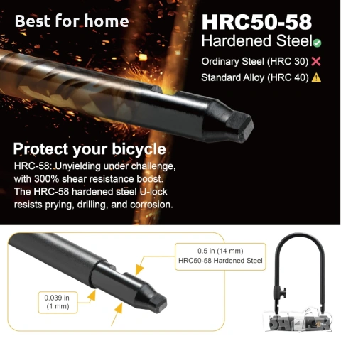 Заключване за велосипед Via Velo Здравословно заключване за велосипед с U-образна скоба и кабел, снимка 4 - Аксесоари за велосипеди - 53854746