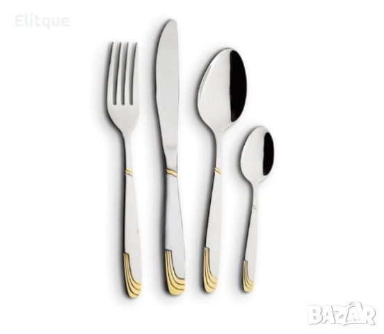 Комплект прибори 24 части Bohmann, кутия, Сребрист/Златен декор, неръждаема стомана, снимка 6 - Други - 52889018