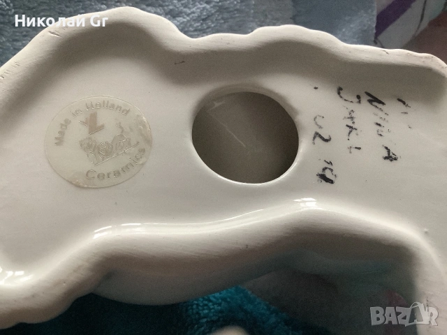 Фигурка на куче  фаянс произведено  в Холандия  отличен състояние , снимка 4 - Колекции - 53084570