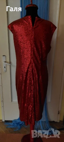 Даска червена рокля с пайети , снимка 3 - Рокли - 51414443