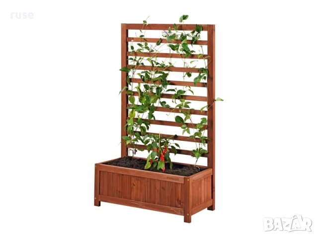 НОВИ! Градински сандък с пергола масив ела Parkside кафяв