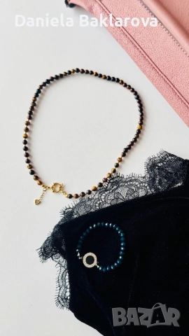 Колиета и гривни от естествени камъни, кристали, перли и стомана, снимка 15 - Колиета, медальони, синджири - 52033967