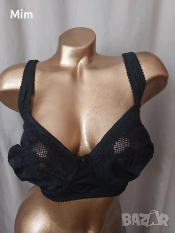 STINNA 100 E Черен дантелен сутиен за едра дама без банели , снимка 3 - Бельо - 51662476