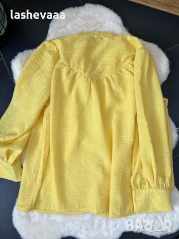 Жълта дамска риза, снимка 4 - Ризи - 46413840