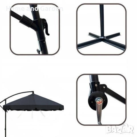 Голям градински чадър със странична стойка Ø 350 см — UV защита + Покривало, снимка 8 - Градински мебели, декорация  - 53895826