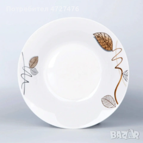 Стил и изтънченост за всяка трапеза - Комплект чинии 24 части с елегантен листен дизайн, снимка 4 - Прибори за хранене, готвене и сервиране - 53342180