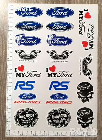 Стикери Форд Ford лист А4 - 21 бр общо Sticker, снимка 1 - Аксесоари и консумативи - 45053286