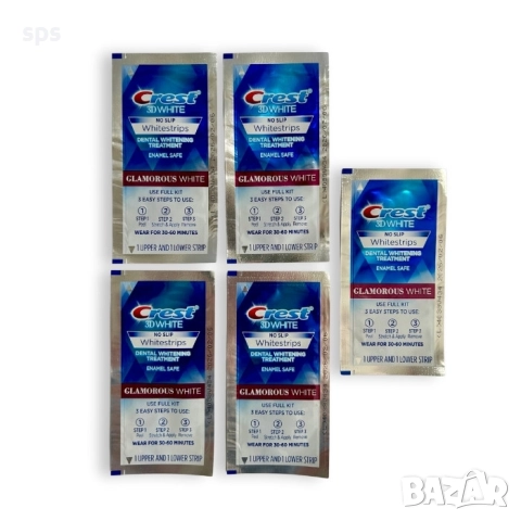 Избелващи ленти CREST 3D Whitestrips Glamorous White - Оригинални американски, снимка 4 - Комплекти и лотове - 52241663