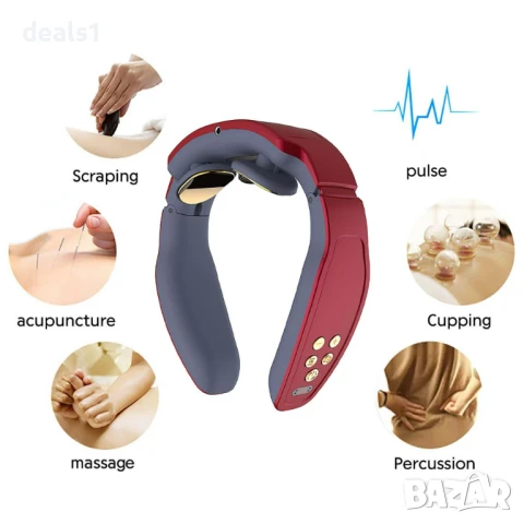 Електрически Масажор за шия/рамене Термо функция 4 режима и 15 нива на интензивност, снимка 4 - Масажори - 50535369