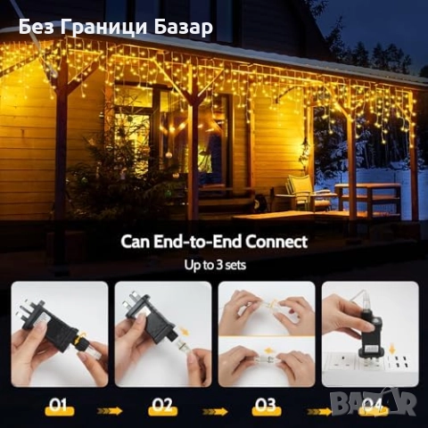 Нови Външни коледни лампички 400 LED с таймер и 8 режима светлина за градина, снимка 5 - Декорация за дома - 52501620