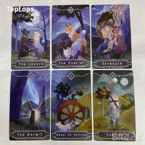 Таро карти 7х12см: Seasonal Fox Tarot & Wild Child Tarot & Nishikigoi Tarot, снимка 17 - Карти за игра - 45399685