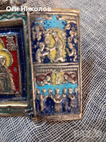 Старинна  руска царска  икона-триптих от XIX  век, снимка 4 - Антикварни и старинни предмети - 50998481