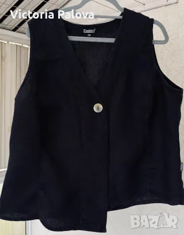 Стилен елек DEERBERG  груб лен plus size , снимка 8 - Елеци - 49901899