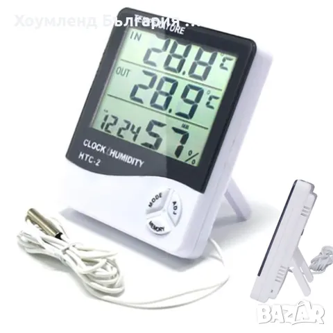 Термометър, влагометър и часовник 5в1 за вътрешна и външна температура, снимка 14 - Други - 50272433