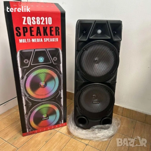 % Нова ZQS 8210 2х8 120W 6500mah 2 микрофона ПРЕНОСИМА КАРАОКЕ КОЛОНА От вносител 12 месеца гаранци, снимка 13 - Тонколони - 53165284