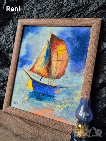 Лято, картина пастел, оригинал, снимка 3 - Картини - 53222116