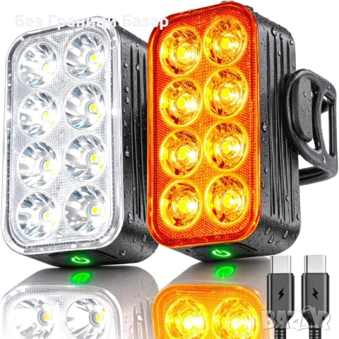 Нови Предна и задна велосипедна светлина USB-C презареждаща IP65 колело