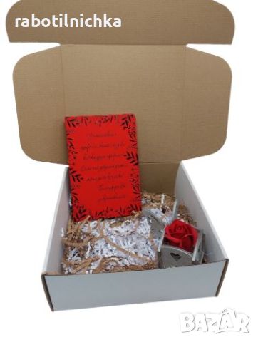 Тефтер с послание за учител и сапунена розичка в кутия, снимка 1 - Сувенири от дърво - 45712097