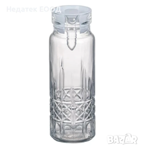 Стъклена кана с релефен дизайн и капак, 1.1 л., снимка 2 - Други - 50625819