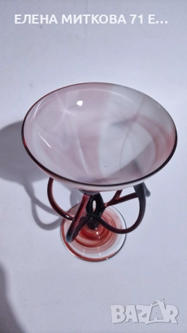 Купа на пиедестал от ръчно издухано арт стъкло, снимка 2 - Декорация за дома - 52900451