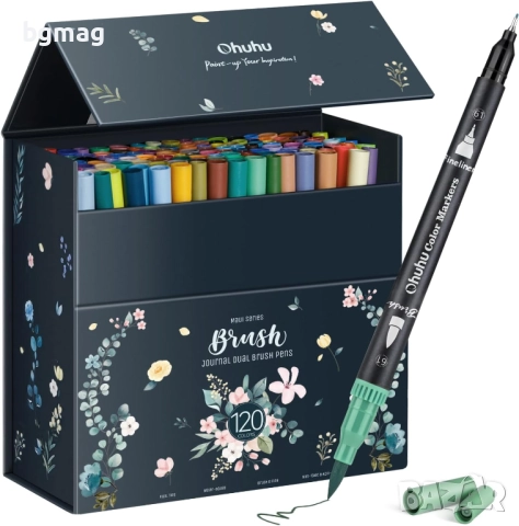 Ohuhu Maui Series маркери с два писеца тип четка и тънък писец, Ohuhu 120 цвята