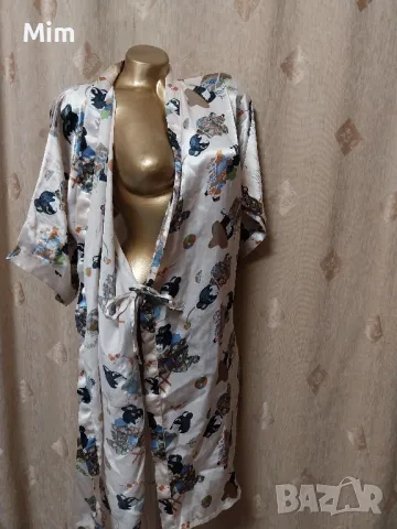 XL Сатенен халат с къс ръкав , снимка 4 - Нощници - 49747134