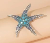 Брошка моска звезда в синьо - подходящ подарък за учителка, майка, за жени, снимка 1