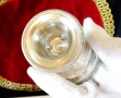 Посребрен свещник 7 см.,перлен релеф. , снимка 6