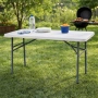Сгъваема правоъгълна градинска маса, бяла - 181.5 × 74 × 74 см, снимка 2
